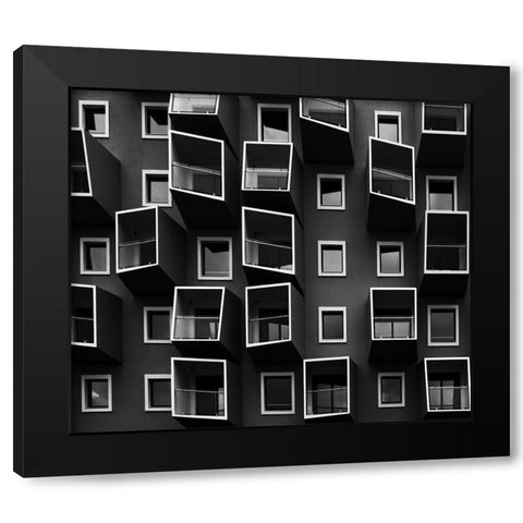 Living In Boxes Black Modern Wood Framed Art Print with Double Matting by Mathiesen, Kent