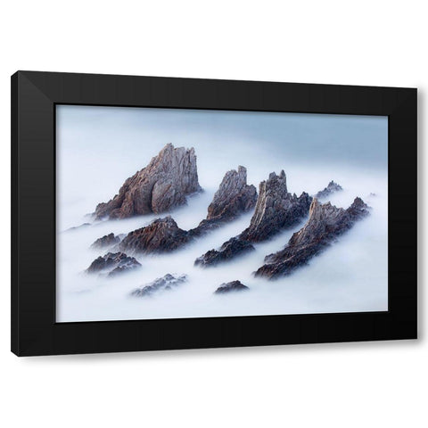Crests And Valleys Black Modern Wood Framed Art Print by Antonio Perez, Jose