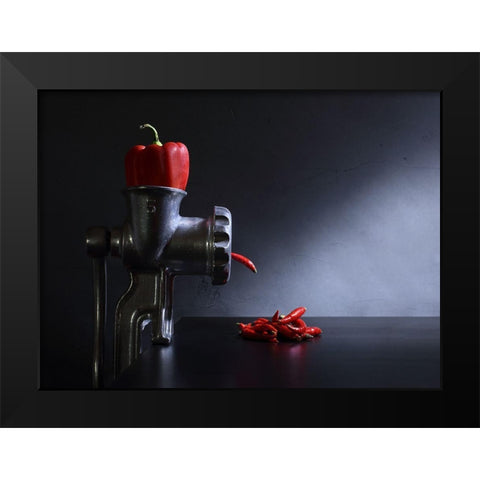 Red And Hot Black Modern Wood Framed Art Print by Ivanova, Victoria