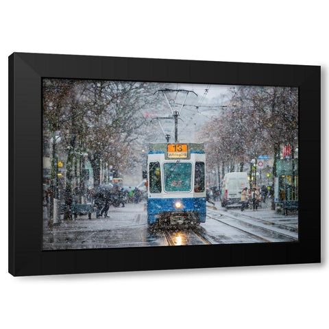 Morning In Zurich Black Modern Wood Framed Art Print with Double Matting by Szabo, Attila