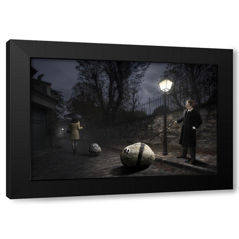 Rocks Have Feelings Too Black Modern Wood Framed Art Print with Double Matting by Kiciak, Christophe
