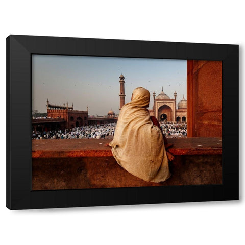 Teleportation Black Modern Wood Framed Art Print by Dubey, Prateek