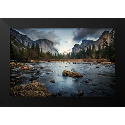 The Dark Flow Black Modern Wood Framed Art Print by Chantaravisoot, Naphat