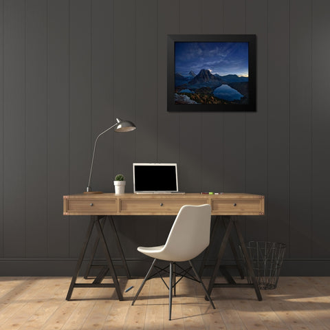 Starry Night At Mount Assiniboine Black Modern Wood Framed Art Print by Zhang, Yan