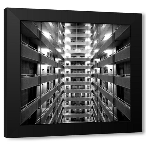 Corridor Black Modern Wood Framed Art Print with Double Matting by Tajima, Koji