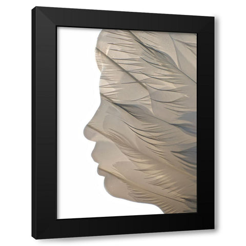 Feathered Black Modern Wood Framed Art Print by Melnotte, Mike