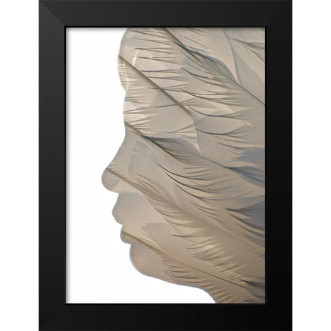Feathered Black Modern Wood Framed Art Print by Melnotte, Mike