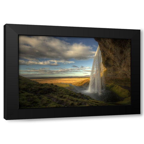 Seljalandsfoss Black Modern Wood Framed Art Print with Double Matting by Witjes, Max