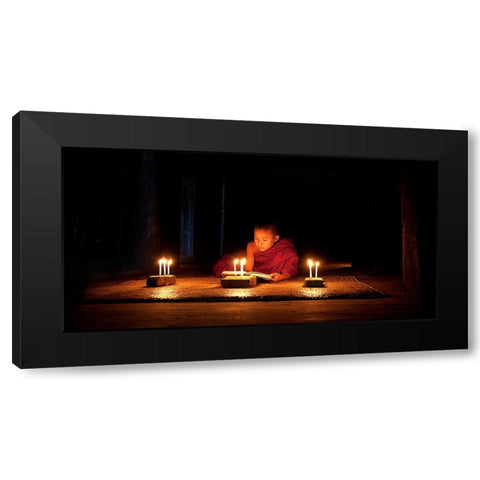 Night Reading Black Modern Wood Framed Art Print with Double Matting by Lee, Marcus