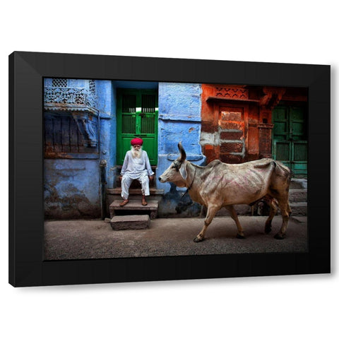India Black Modern Wood Framed Art Print with Double Matting by Almutaghawi, Fadhel