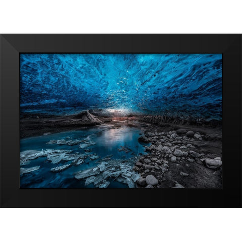 Ice Cave Black Modern Wood Framed Art Print by De La, Javier