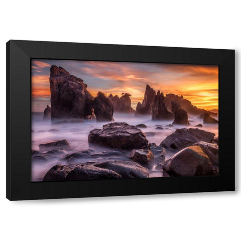 Heaven Of Rocks Black Modern Wood Framed Art Print by Song, Gunarto