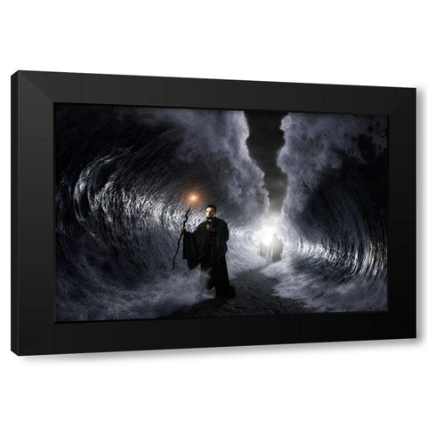 Exodus Black Modern Wood Framed Art Print with Double Matting by Kiciak, Christophe