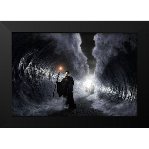 Exodus Black Modern Wood Framed Art Print by Kiciak, Christophe