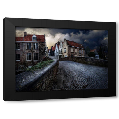 An Evening In Bruges Black Modern Wood Framed Art Print by Flour, Piet