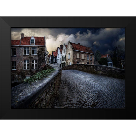 An Evening In Bruges Black Modern Wood Framed Art Print by Flour, Piet