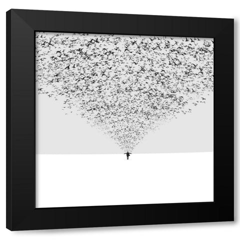 The Dark Half Black Modern Wood Framed Art Print by Zare, Hossein