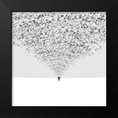 The Dark Half Black Modern Wood Framed Art Print by Zare, Hossein