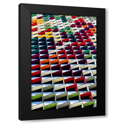 Origami Black Modern Wood Framed Art Print with Double Matting by Lim, Jared