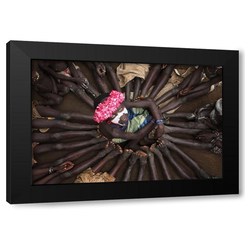 Kids In Holiday Black Modern Wood Framed Art Print with Double Matting by Alhumaid, Hesham