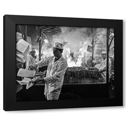 Street Cooking Black Modern Wood Framed Art Print with Double Matting by Marin, Rodrigo
