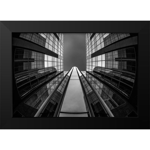 Turning Shapes Black Modern Wood Framed Art Print by Van Den, Jef