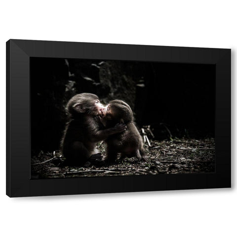 A Little Love Story Black Modern Wood Framed Art Print with Double Matting by Marumoto, Takeshi