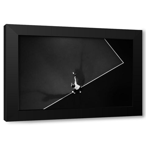 Tennis Black Modern Wood Framed Art Print with Double Matting by Caria, Rui