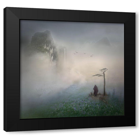 Follow The River To Where It Starts Black Modern Wood Framed Art Print with Double Matting by Dou, Shenshen
