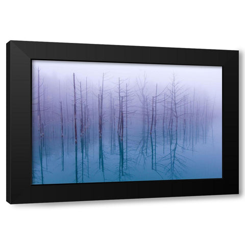 Misty Blue Pond Black Modern Wood Framed Art Print by Asami, Osamu