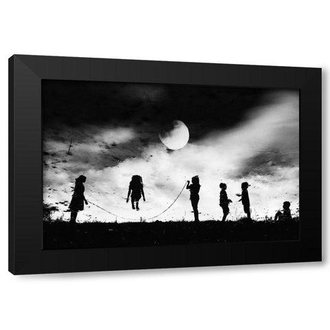 The Game High Jump Black Modern Wood Framed Art Print by Satriani, Jay