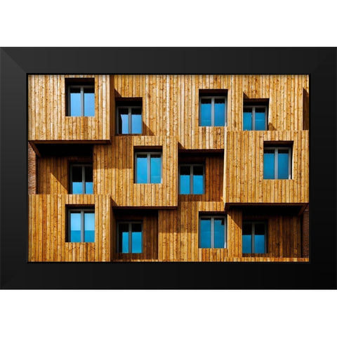 Little Boxes Black Modern Wood Framed Art Print by Wride, Linda
