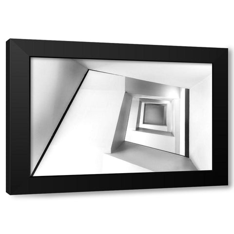 Golden Stairs Black Modern Wood Framed Art Print with Double Matting by Al-Khalaf, Hassan