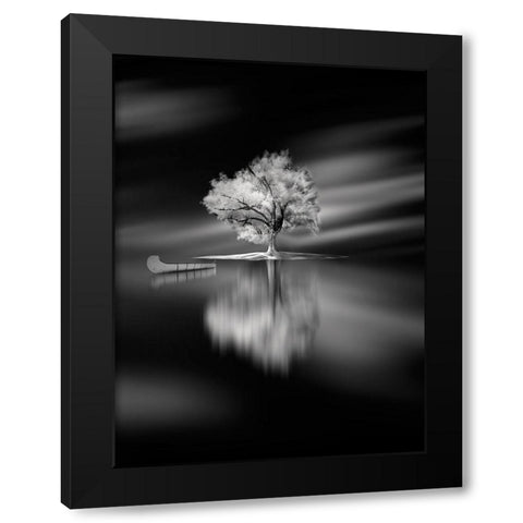 Quiet Black Modern Wood Framed Art Print with Double Matting by David Senechal Photographie