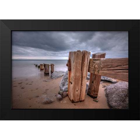 Weathered Wood In Colour Black Modern Wood Framed Art Print by Holmes, John