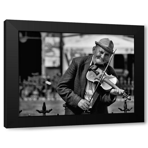 A Street Musician Black Modern Wood Framed Art Print with Double Matting by Vodnansky, Zdenek