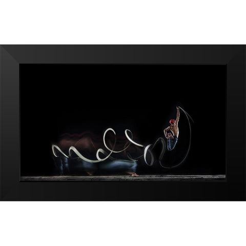 Jump Up A Lite Up Your Life Black Modern Wood Framed Art Print by Wang, Willy