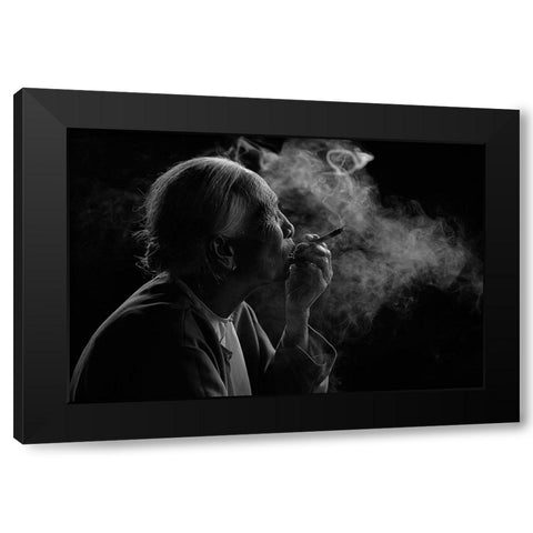 Puff!!!! Black Modern Wood Framed Art Print with Double Matting by Vichaya