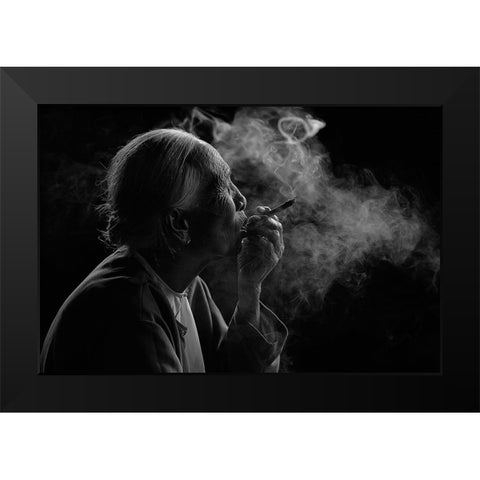 Puff!!!! Black Modern Wood Framed Art Print by Vichaya