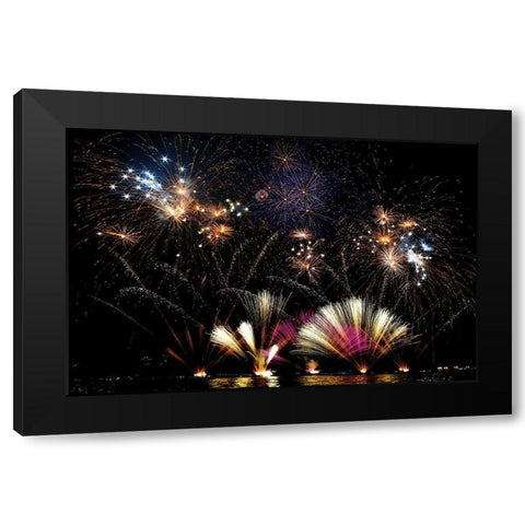 Ieri A Lecco Cerano I Fuochi... Black Modern Wood Framed Art Print by Calvetti, Francesco