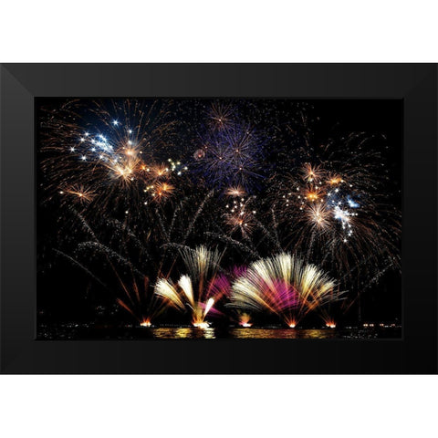 Ieri A Lecco Cerano I Fuochi... Black Modern Wood Framed Art Print by Calvetti, Francesco