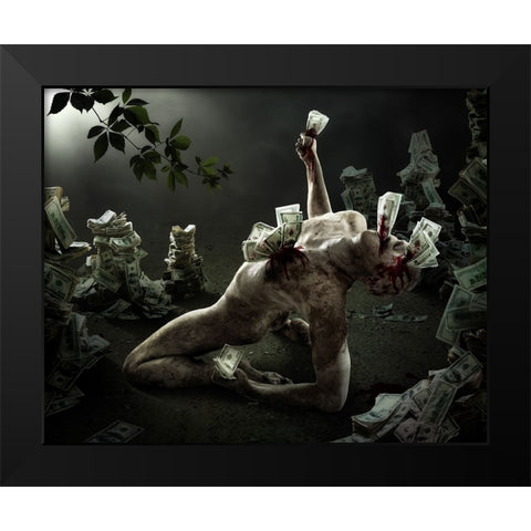 Greed Black Modern Wood Framed Art Print by Kiciak, Christophe