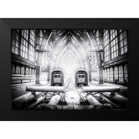 Take The 442 On Track 4,75 Black Modern Wood Framed Art Print by Flour, Bruno