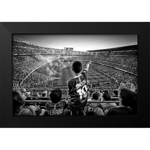 Cathedral Of Football Black Modern Wood Framed Art Print by Geiger, Clemens