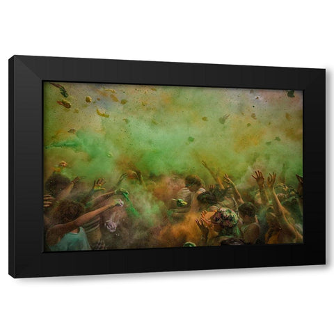 Paint Fight Black Modern Wood Framed Art Print with Double Matting by Luke