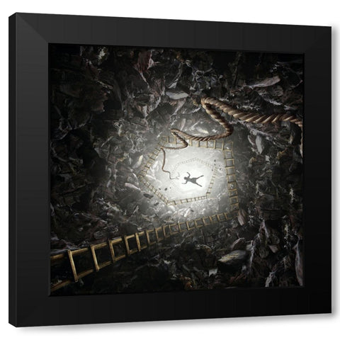 Mission Failed Black Modern Wood Framed Art Print by Valentino, Ivan