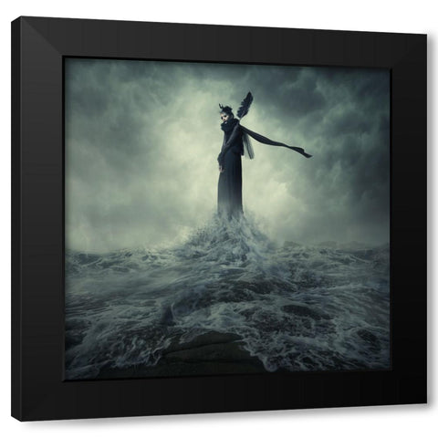 Queen Of The Darkness Black Modern Wood Framed Art Print by Hardibudi