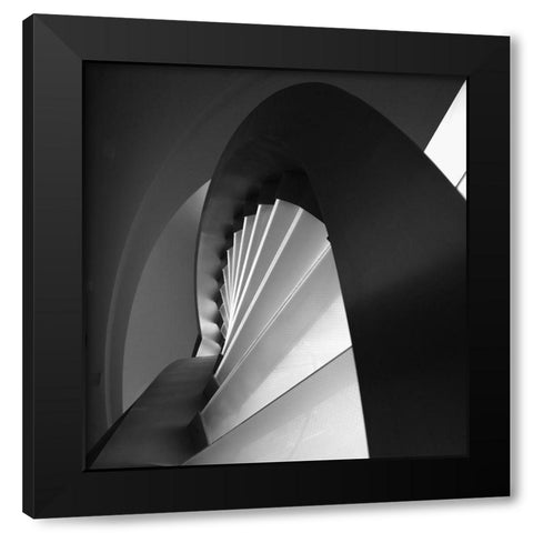 Straight And Curves Lines Black Modern Wood Framed Art Print with Double Matting by Azevedo, Olavo