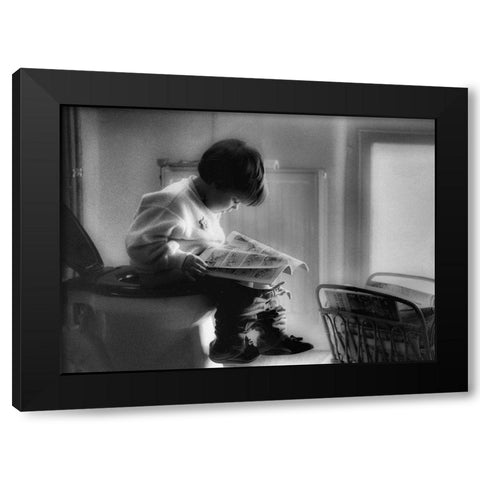 Childhood Series : Poo Time Black Modern Wood Framed Art Print with Double Matting by Depaepe, Yvette
