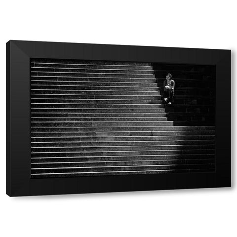 In Thoughts Black Modern Wood Framed Art Print by Van Son, Greetje